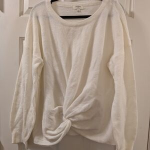 Umgee Cream Knotted Sweatshirt